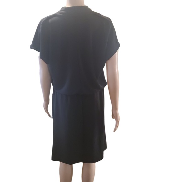 Talbots Size M Black Drop Elatic Waist Knit Stretch Boxy Minimalist Midi Dress - Picture 4 of 9